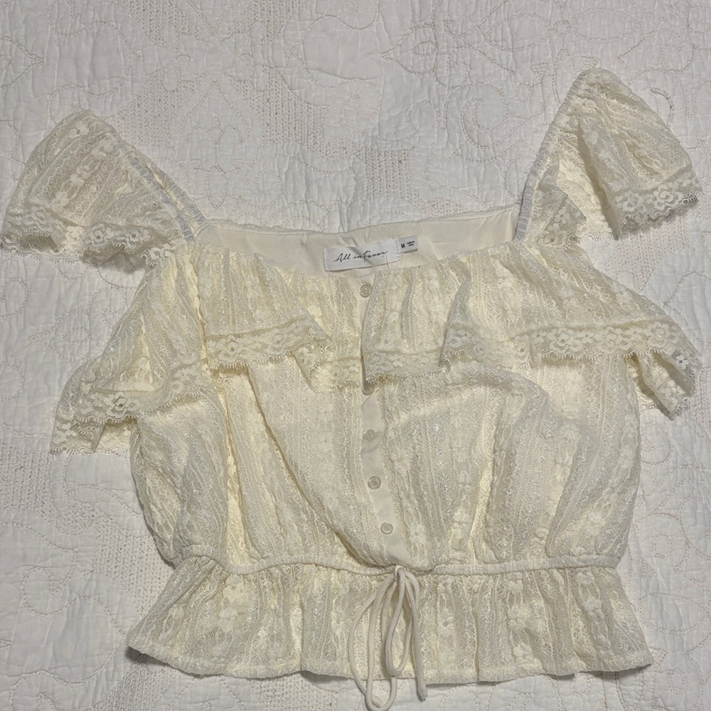 All in Favor Cream Lace Women's Top